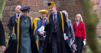 HRH The Princess Royal to visit Hands Free Farm in March HRH The Princess Royal and Vice Chancellor Dr David Llewellyn during the Chancellor's last visit